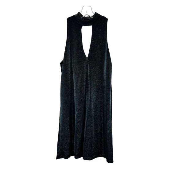 Soprano Women's Choker Cut Out Mini Shift Dress Teal/Multi Glitter Size Medium - Picture 1 of 9